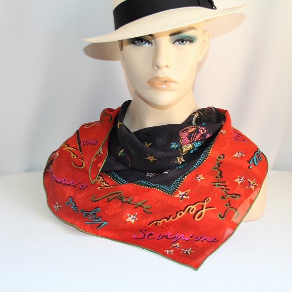 Vintage Rare Fendi 100% Silk Zodiac Square Scarf - Picture 2 of 8